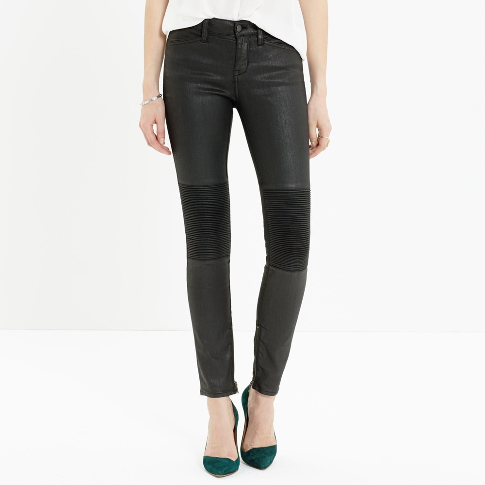 ✨Madewell moto zip racetrack skinny jeans BLACK ✨